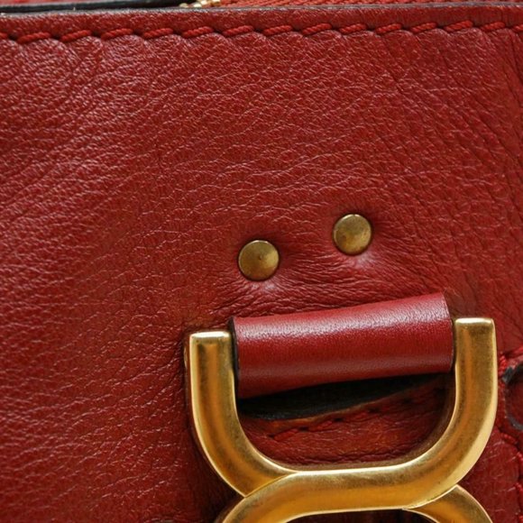 Auth Chloe Marcie Medium Shoulder Bag Leather Red - Picture 4 of 15